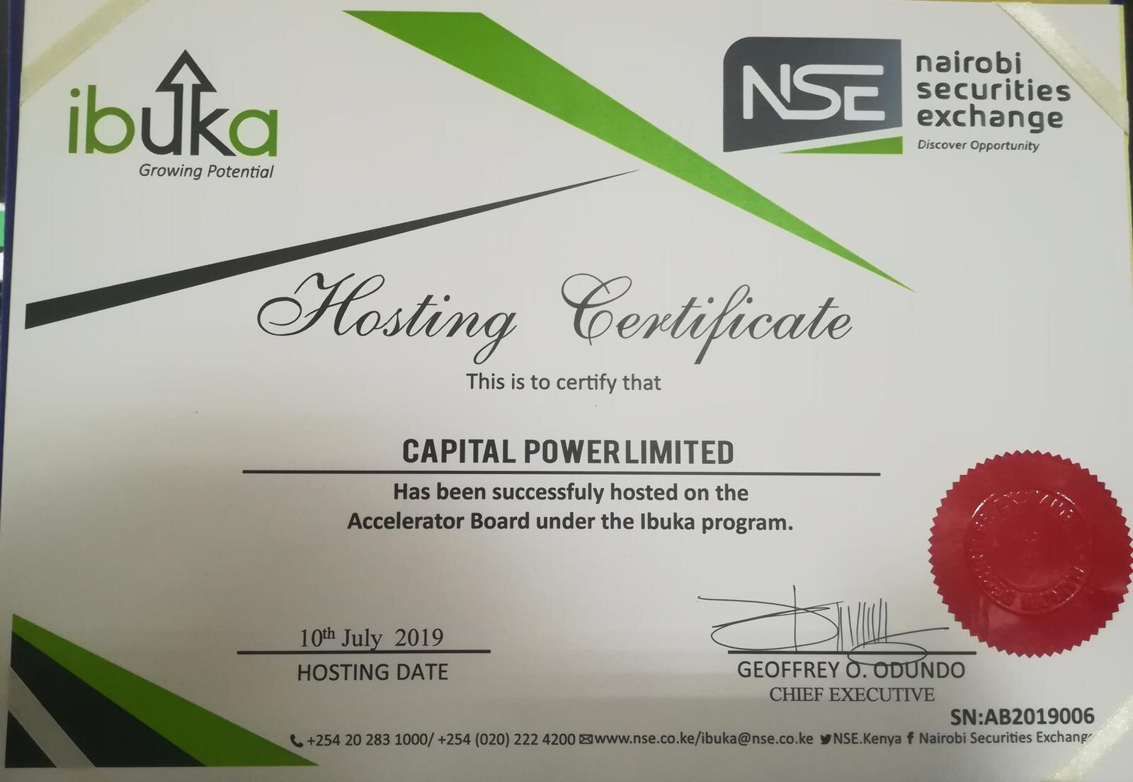 NSE IBUKA hosting certificate